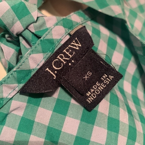 J. Crew Factory Gingham Printed Bow-Back Tie Back Cotton Peplum Tank Top - Picture 4 of 9